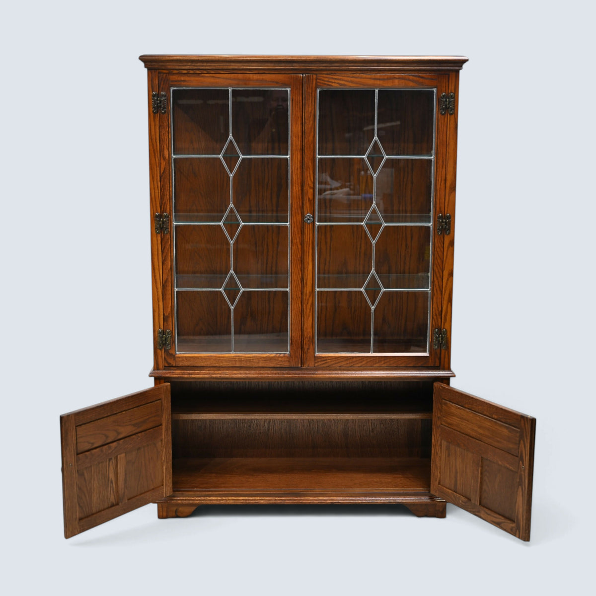 Old Charm Display Cabinet 3 Shelves Tudor Brown Finish #2155 FREE UK Delivery*