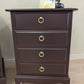 Pair of Stag Minstrel Bedside Tables Mid Century Burgundy Vintage 4 Drawer