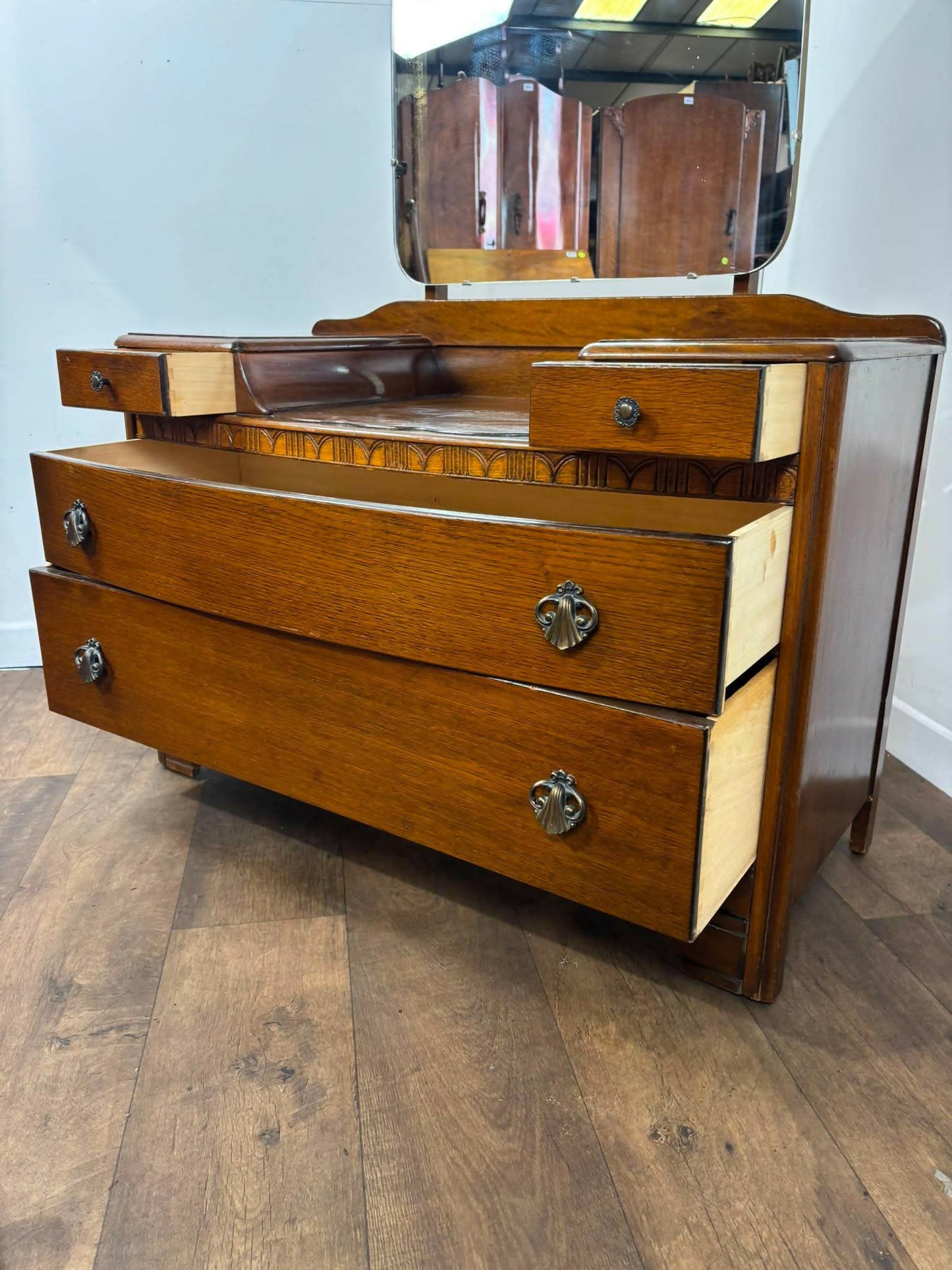 Vintage Oak Lebus Dressing Table with Mirror