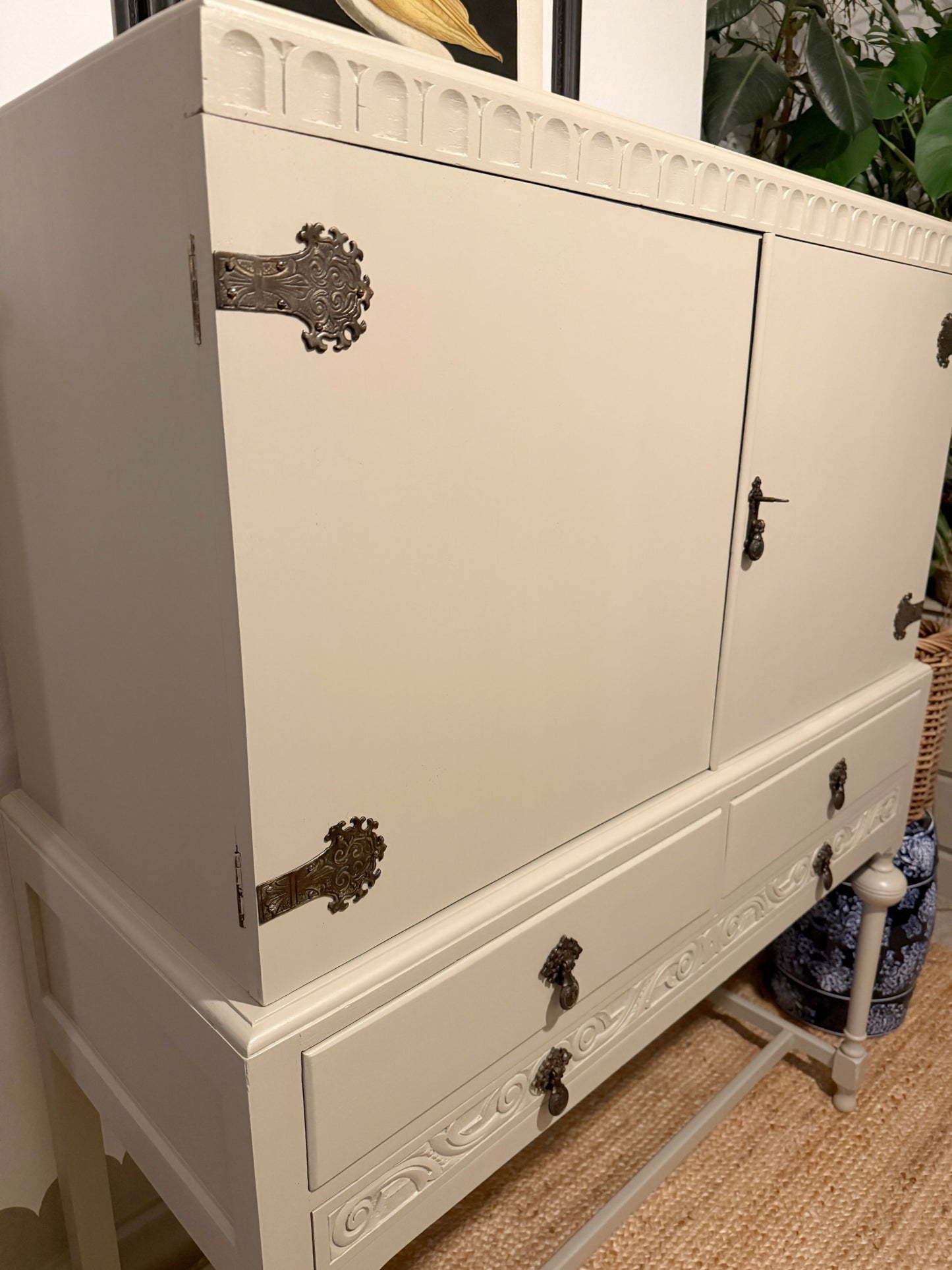 Newly refurbished antique linen cupboard drinks cabinet