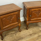 Pair of Bedside Tables Vintage French Louis Oak Nightstands Cabinets LOT 6219