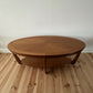 Mid Century Teak Coffee Table Nathan Oval Sunburst Top
