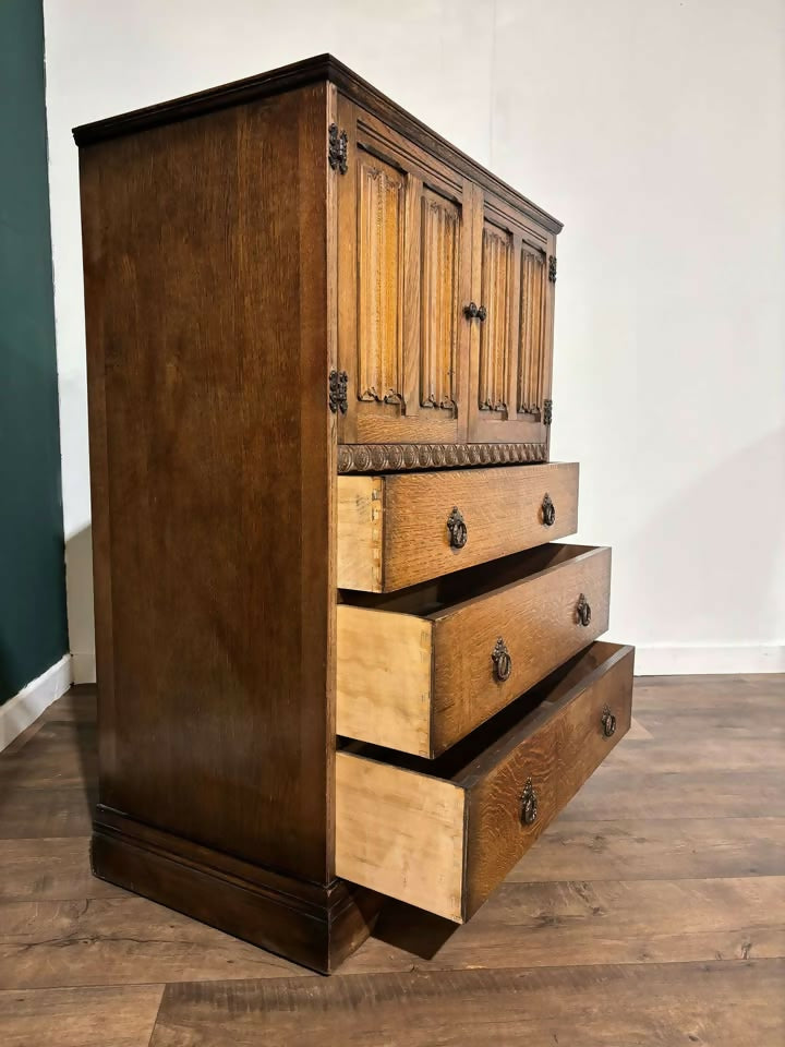 Vintage Oak Priory Tall Boy
