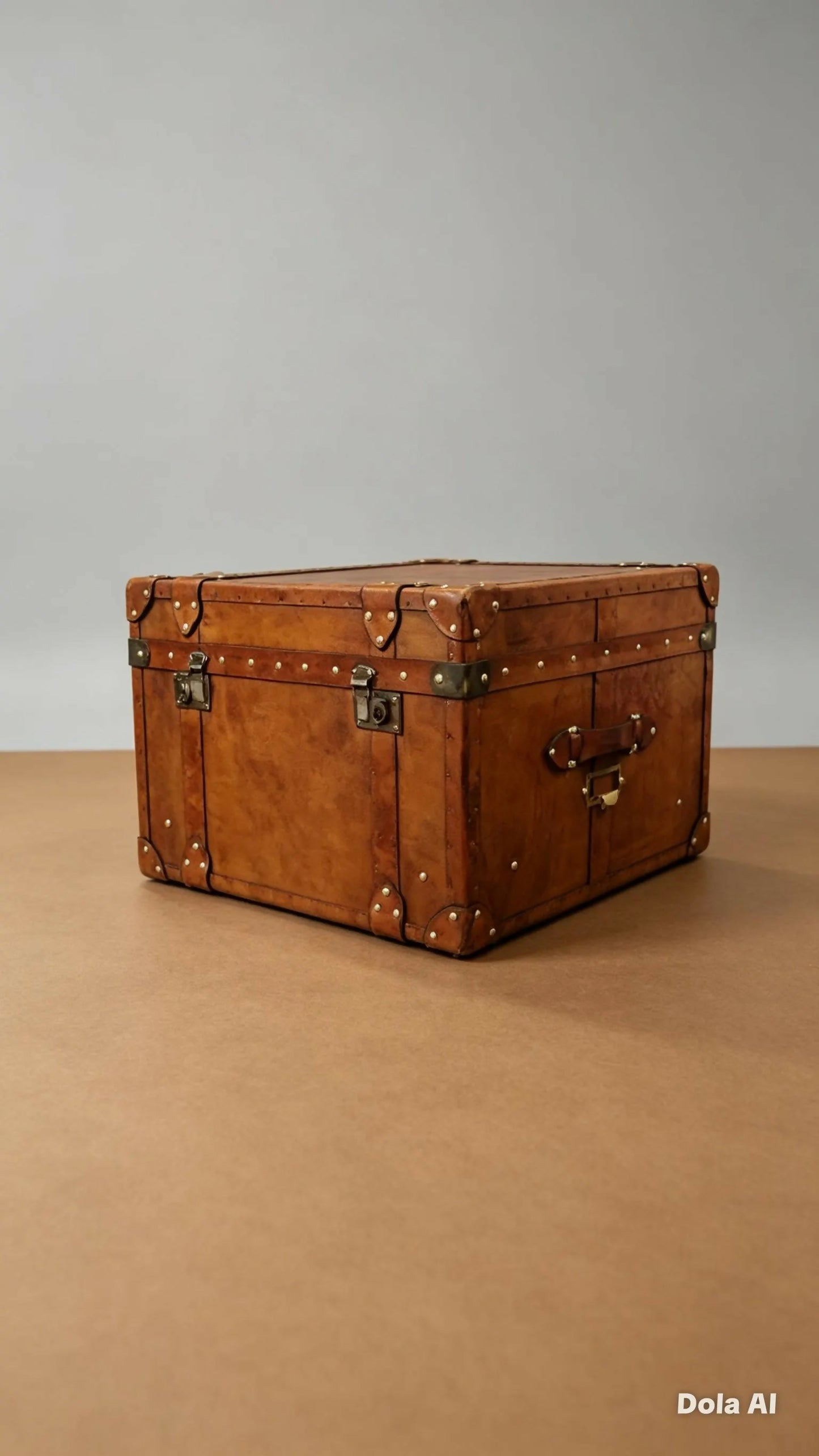 Vintage Leather Coffee Table Storage Trunk - Luxury Handmade English - Hand Pinned - Storage