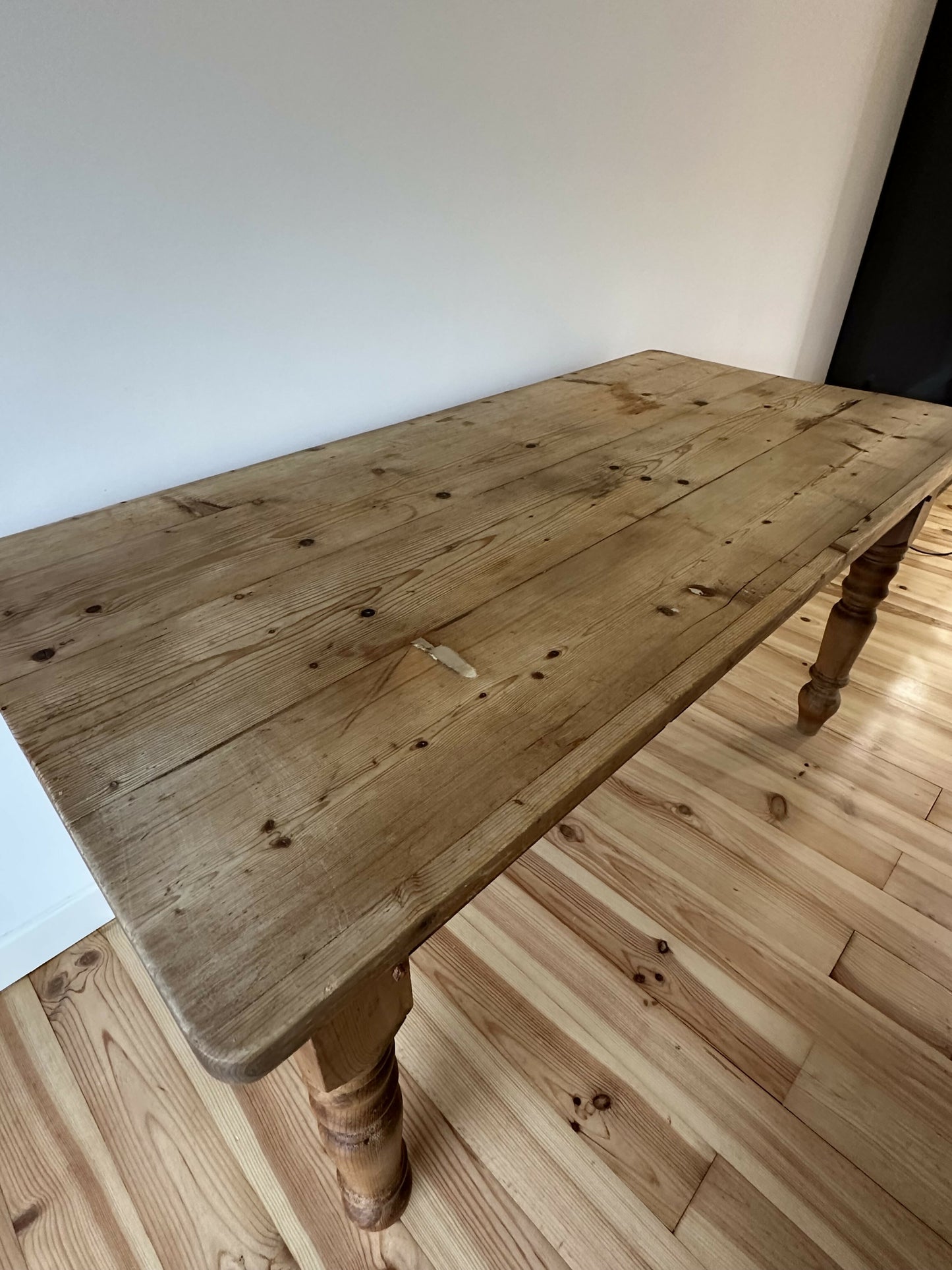 Vintage Farmhouse Dining Table Rustic Large Farmhouse Solid Stripped Pine