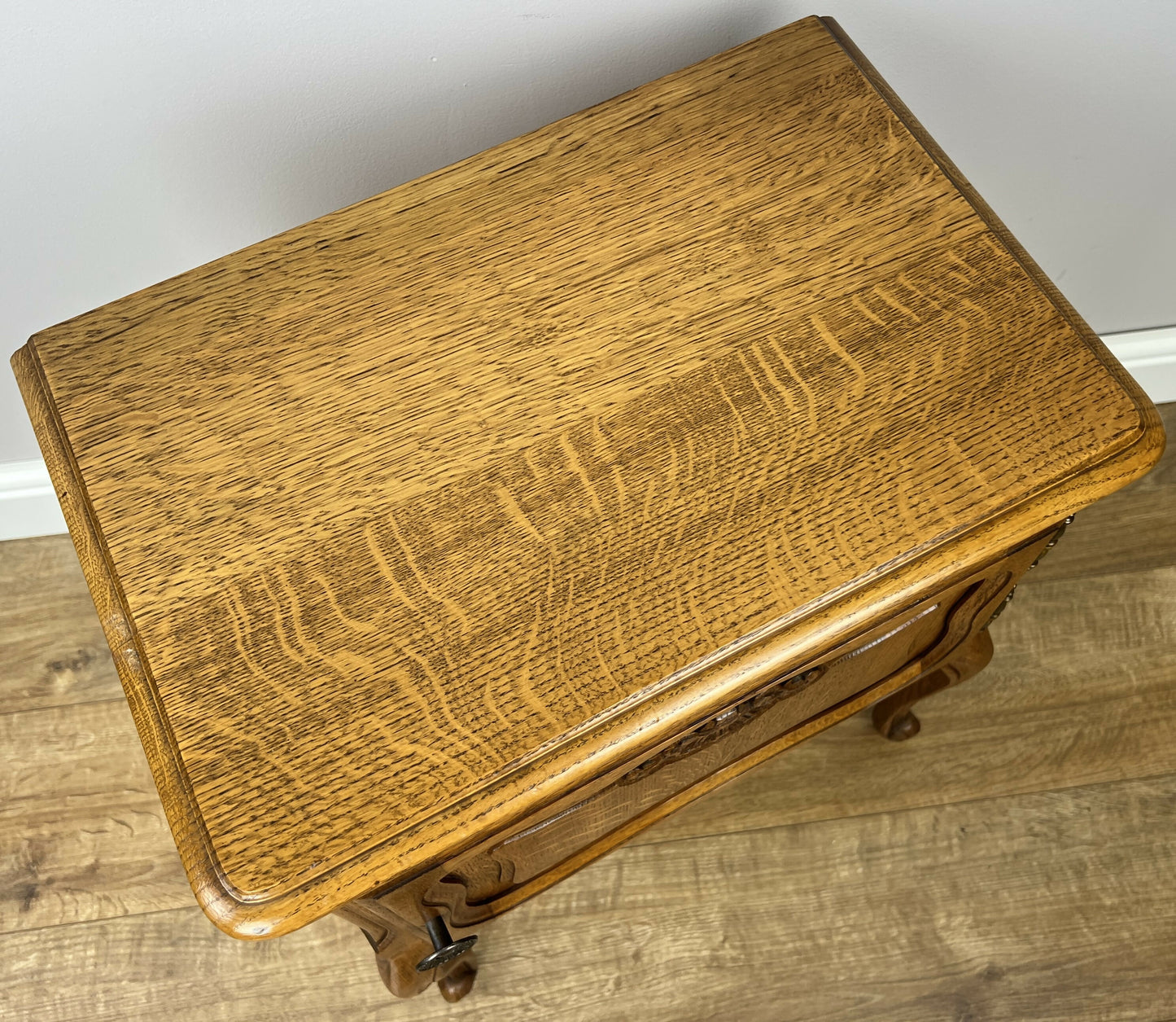 Pair of Bedside Tables Vintage French Louis Oak Nightstands Cabinets LOT 6214