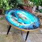 Decoupaged Alice in the Rabbit Hole Coffee Table Upcycled from Old Bar Table