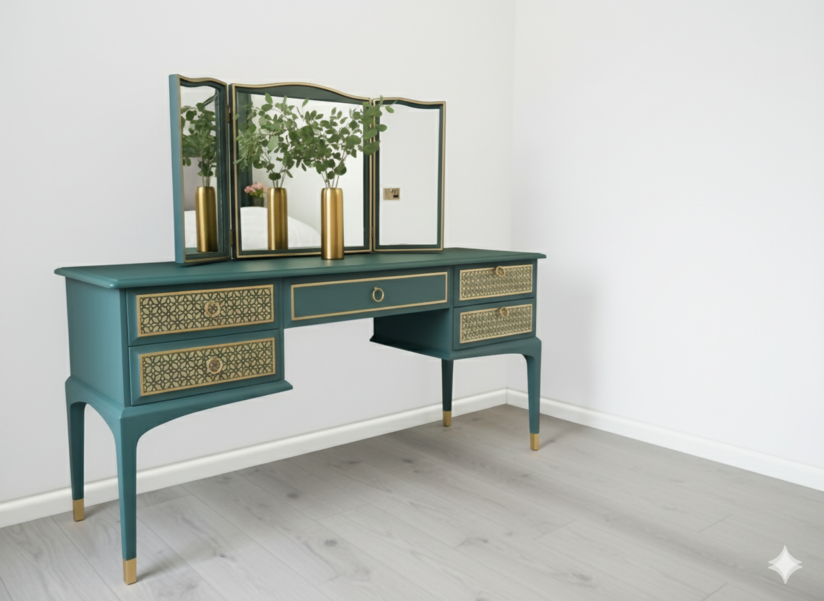 Stag minstrel green and gold dressing table