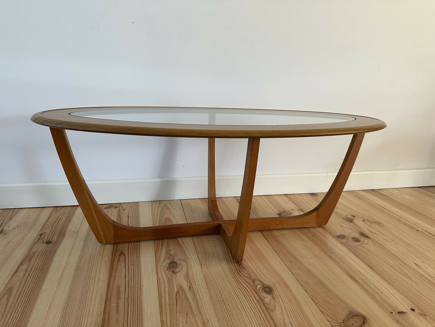 Mid Century Teak Coffee Table with Glass Top