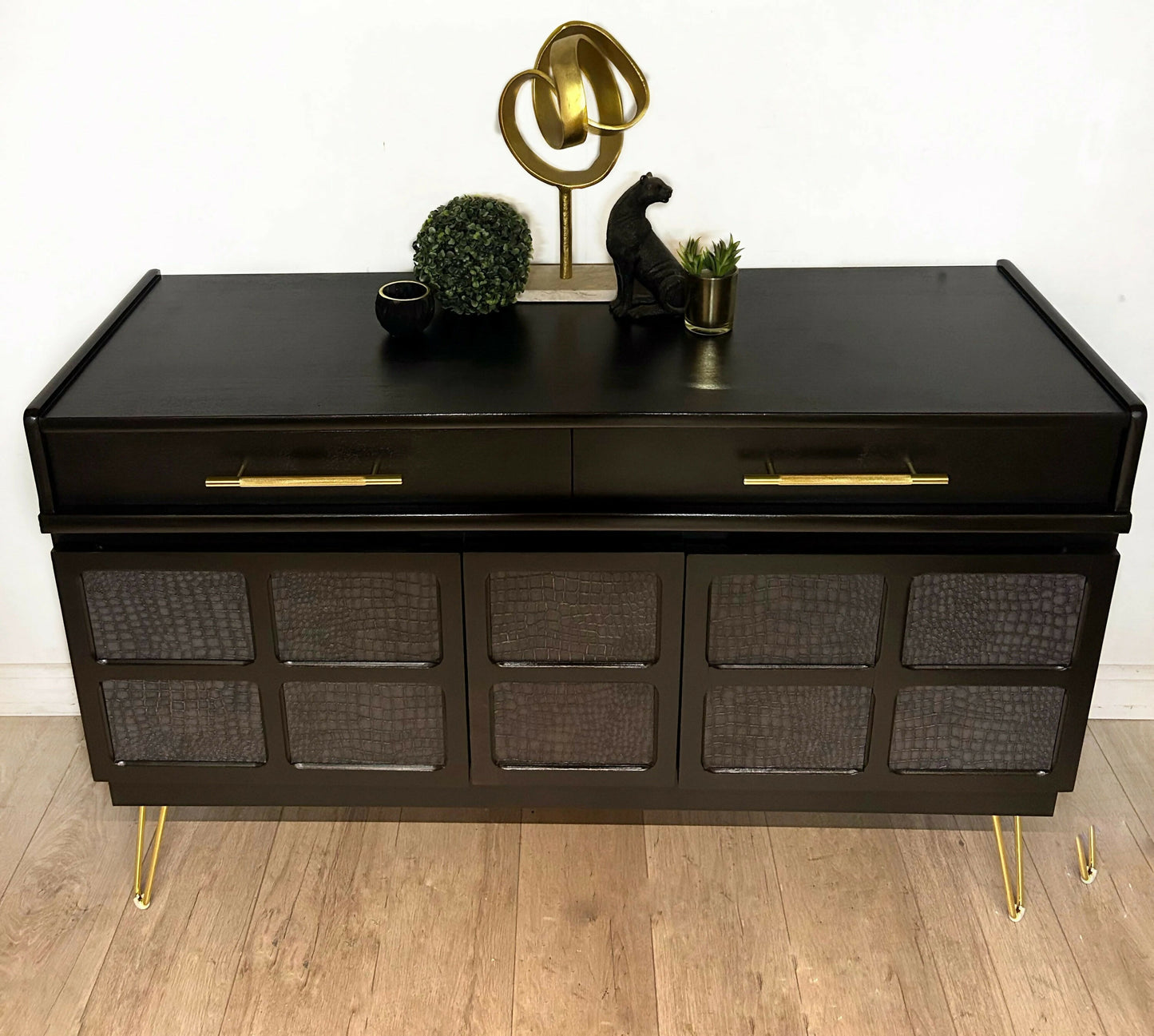 Nathan Sideboard, Cocktail Cabinet in Black and Gold