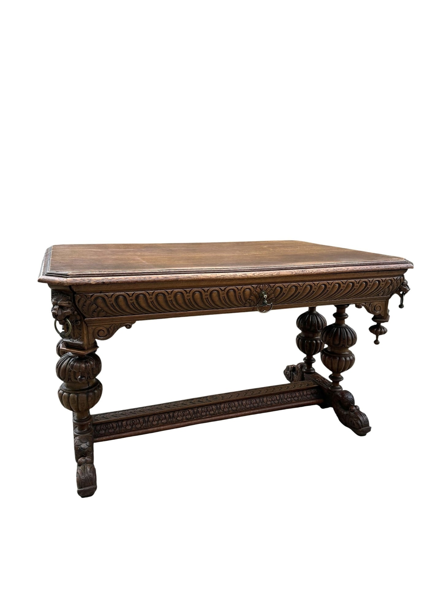 Antique Victorian solid Oak library table