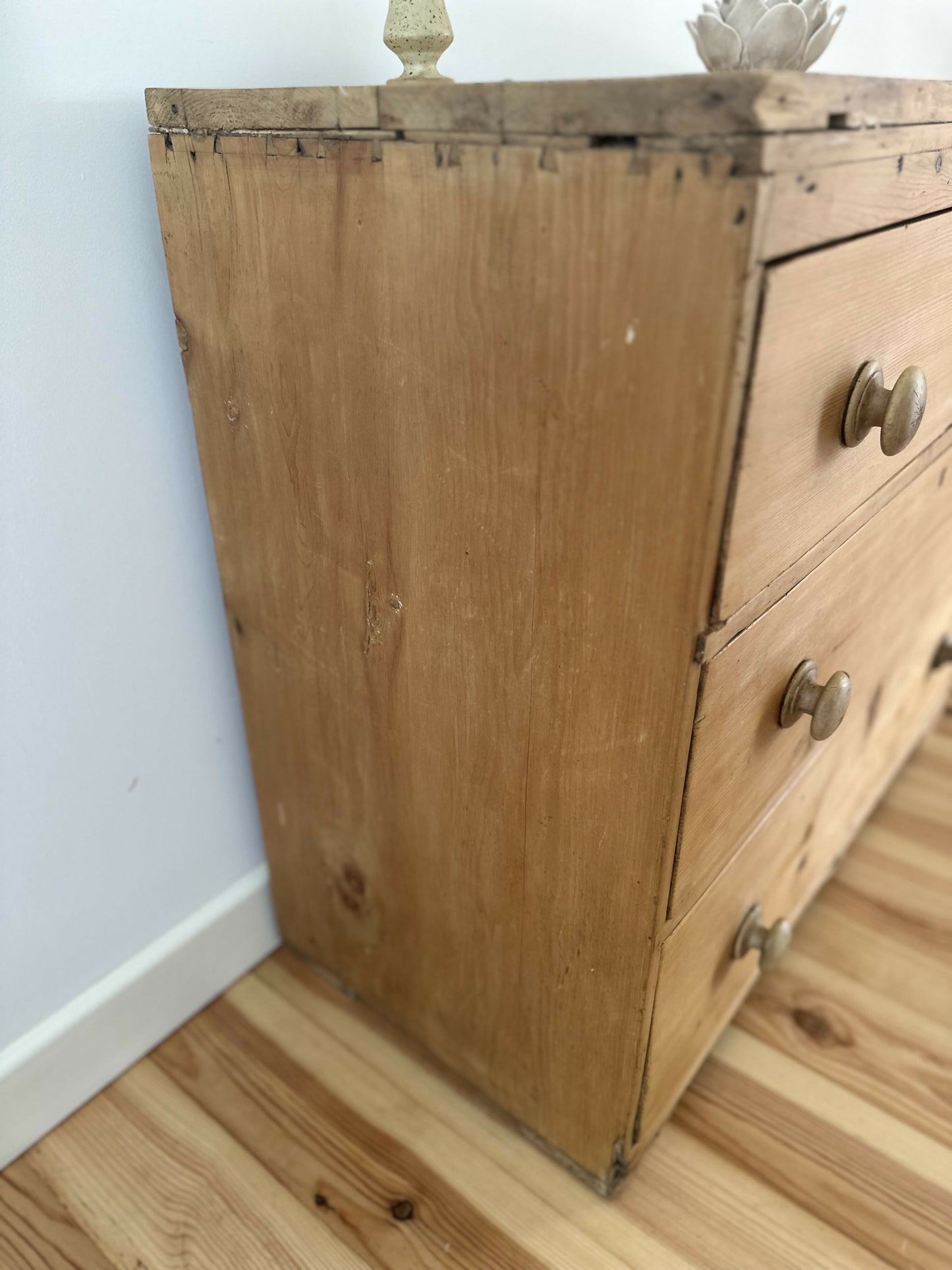 Antique Victorian Pine Chest of Drawers Rustic Stripped Pine