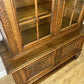Bookcase Vintage French Oak Glazed Display Cabinet Carved Sideboard LOT 6257
