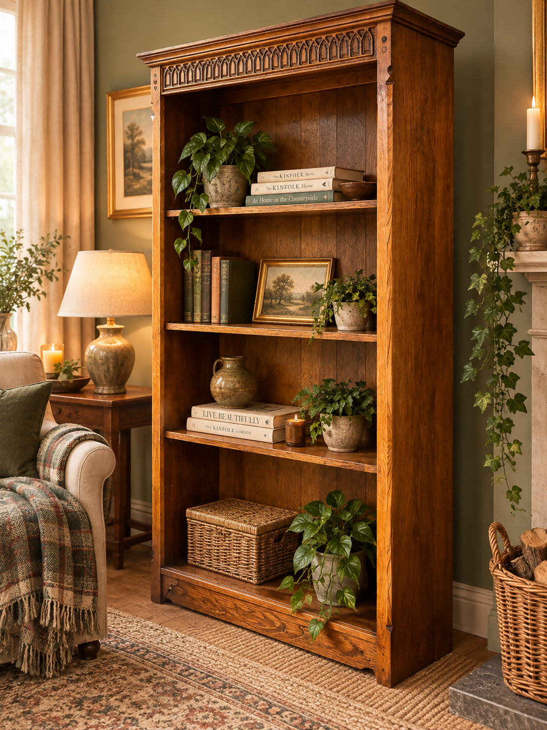 Old Mill Knightsman solid oak bookcase adjustable shelves