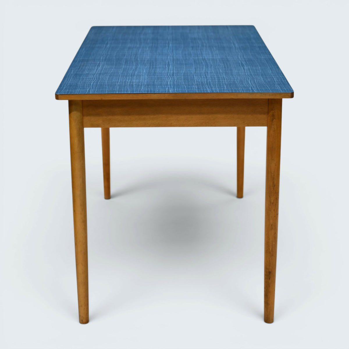 1950/60s Formica Kitchen / Dining Table Blue Top Turned Legs FREE UK Delivery*
