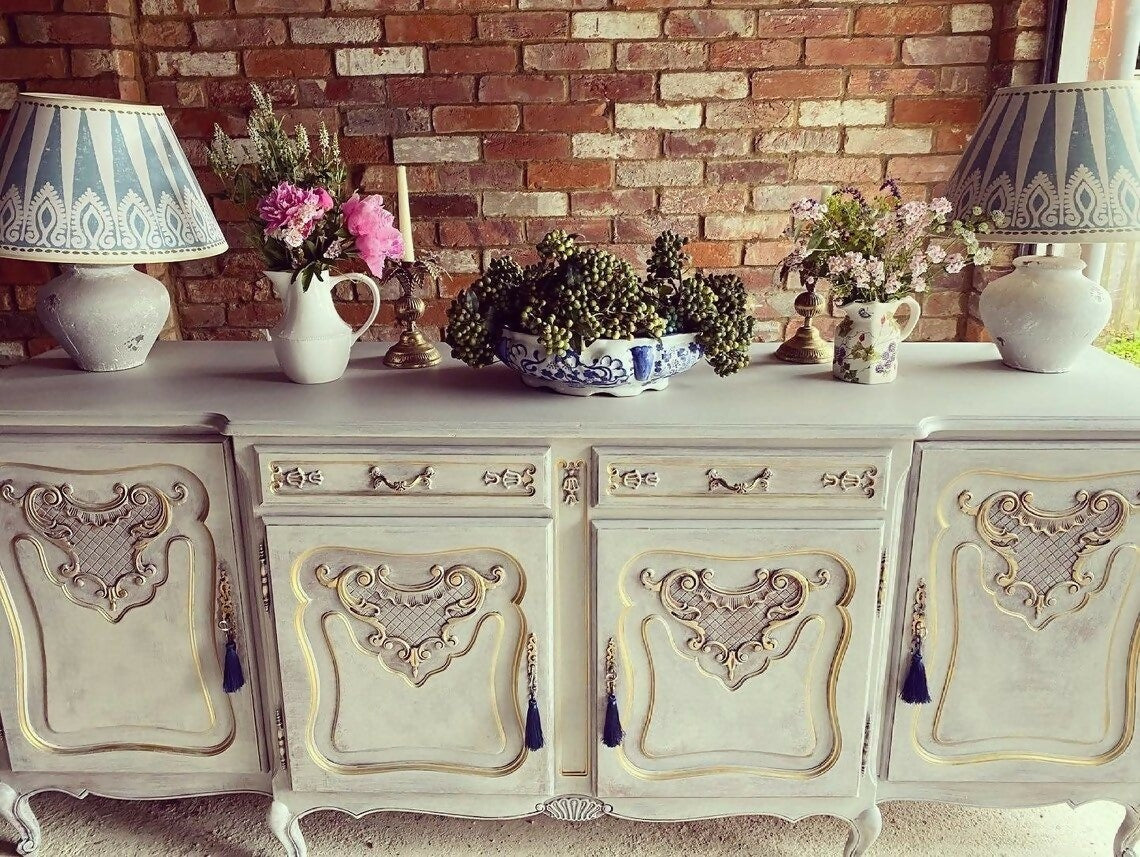 French Grey Vintage Louis XVI Sideboard