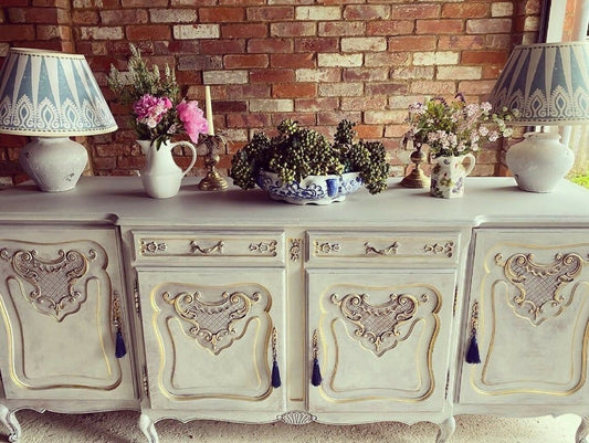 French Grey Vintage Louis XVI Sideboard