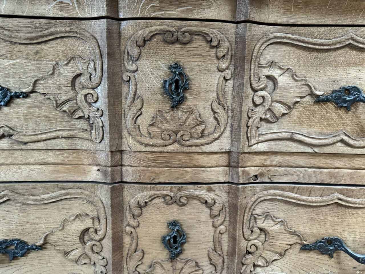 French Bleached Oak Commode Chest of Drawers