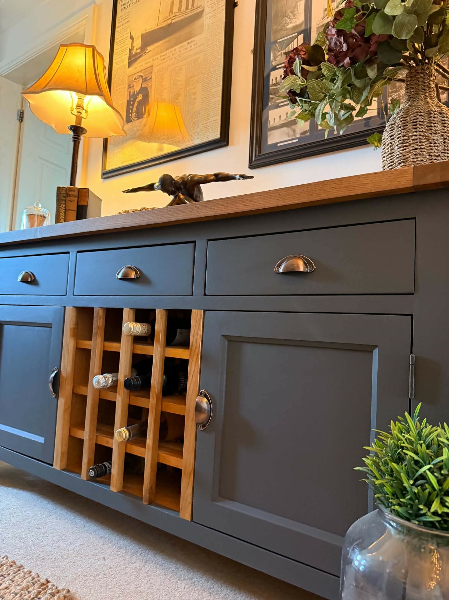 Luxury Oak Wine Rack Sideboard