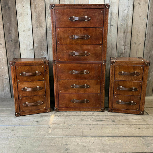 luxury handmade bridle leather bedroom suite set