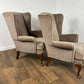 Pair of Matching Wingback Fireside Chairs On Cabriole Supports