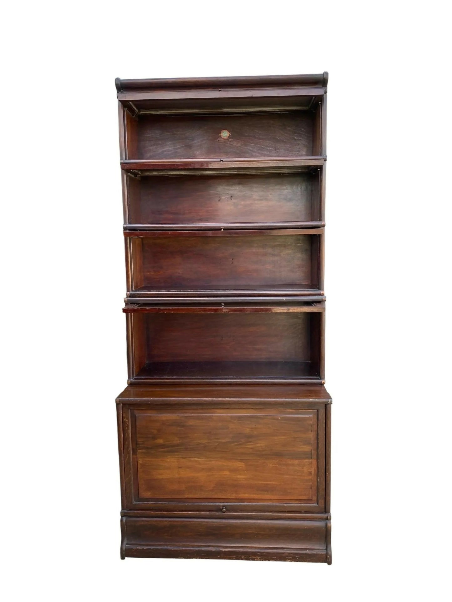 Antique Globe-Wernicke Oak barrister bookcase tall vintage display cabinet