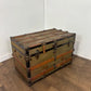 Victorian Oak Bound Travellers Trunk – Steamer Trunk with Original Travel Labels
