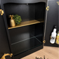 Refinished Art Deco Burl Walnut Cocktail Cabinet In Black With Gold Design. 1930s drink cabinet. Gin bar. Refurbished. sideboard slim narrow