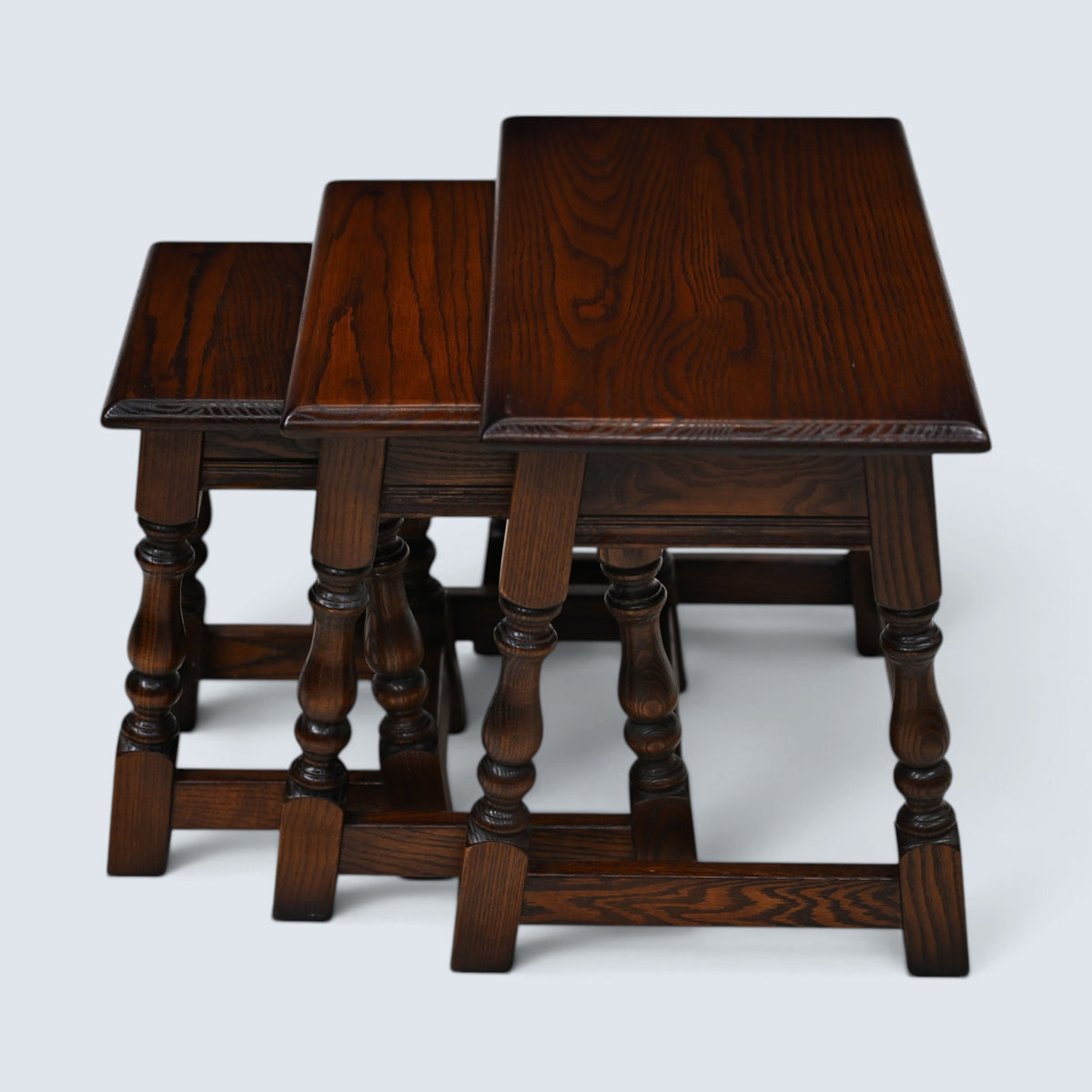 Old Charm Nest of 3 Tables Tudor Brown Finish Model 1494 FREE* UK Delivery