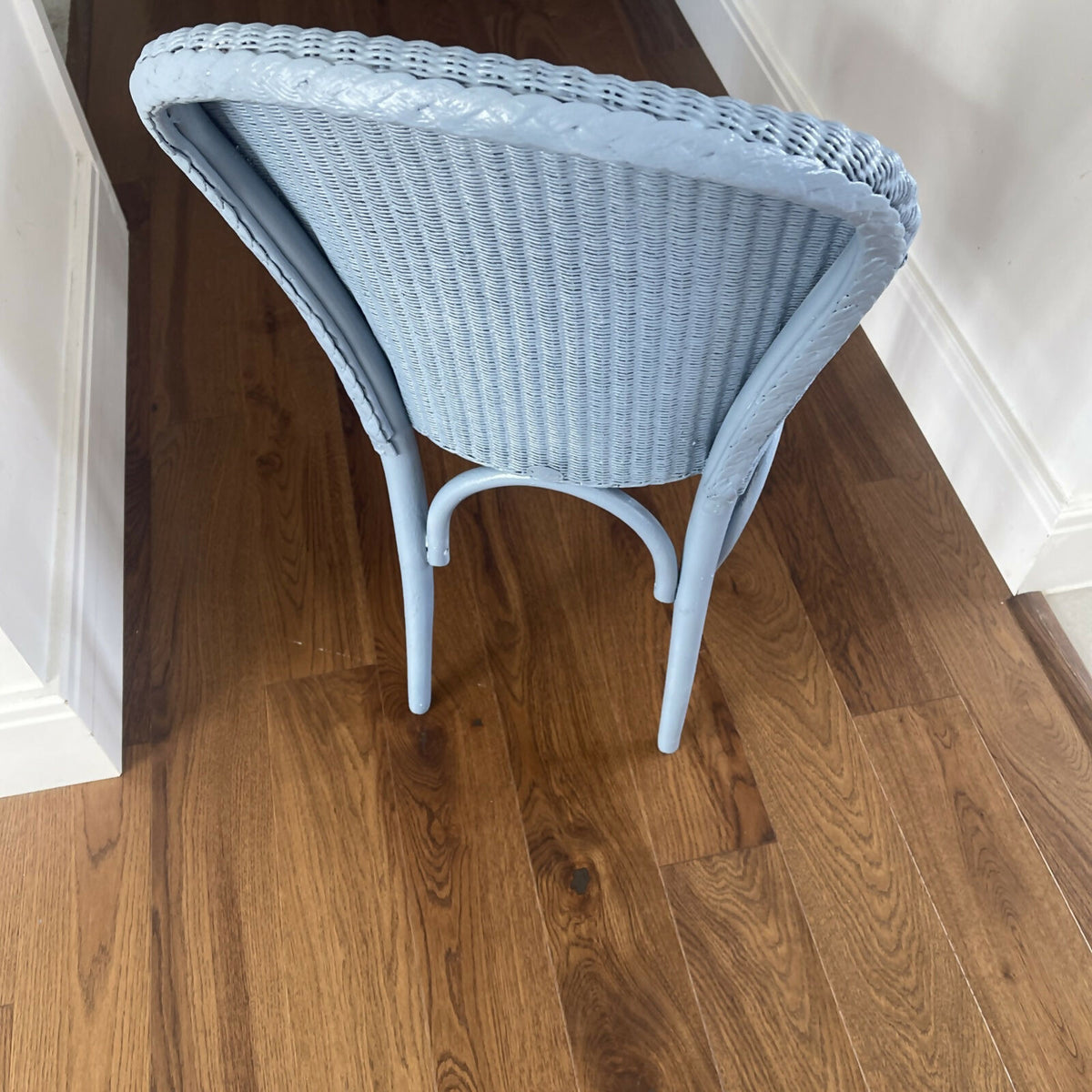 Wedgwood blue accent chair with matching fabric