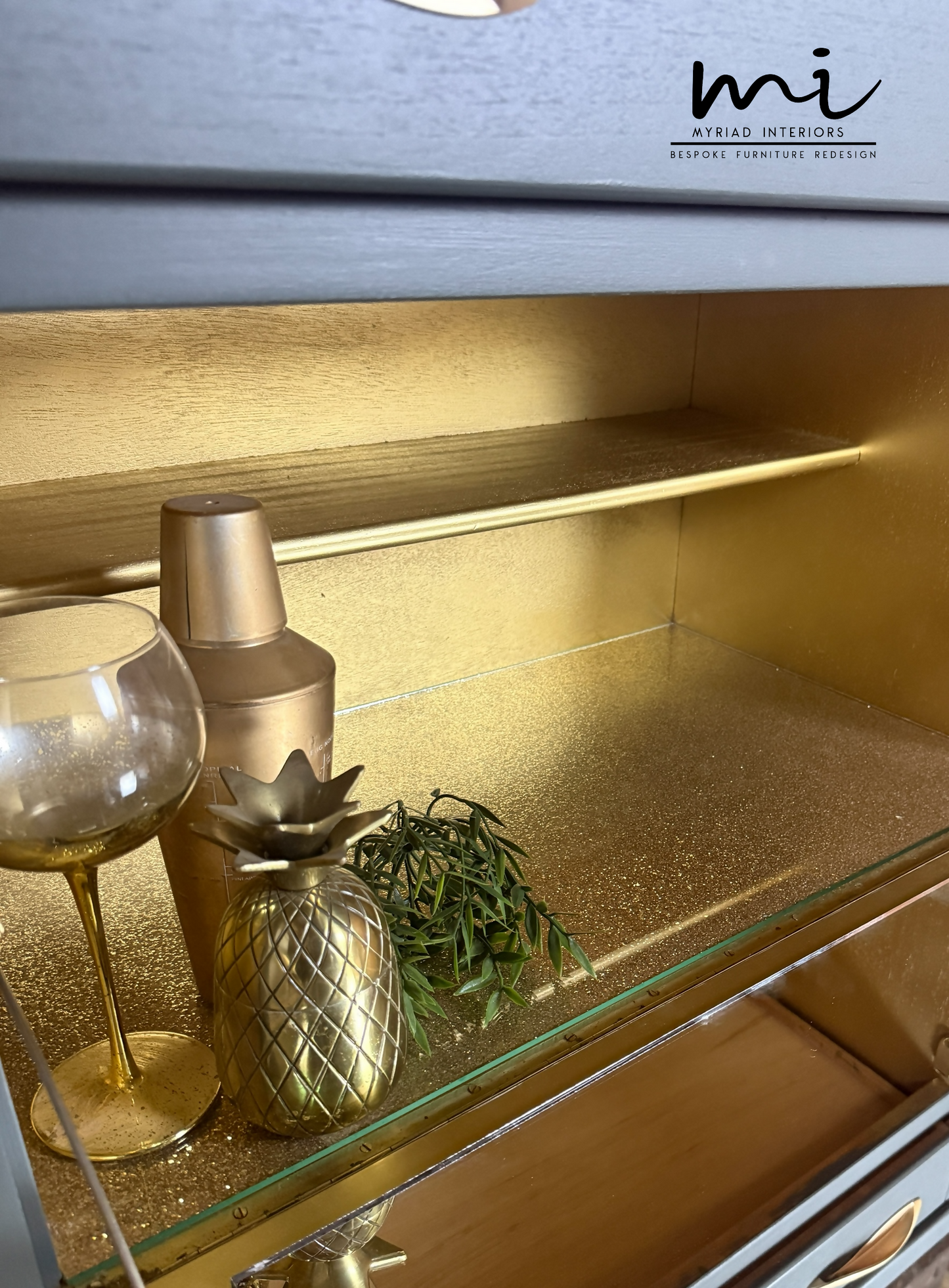 Refinished Mid Century Deep Olive Green Large Nathan Sideboard with drinks cabinet