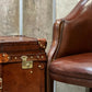 Antique Leather Luxury Campaign Style End Table Trunk Drawing Room Home Decor Furnishings