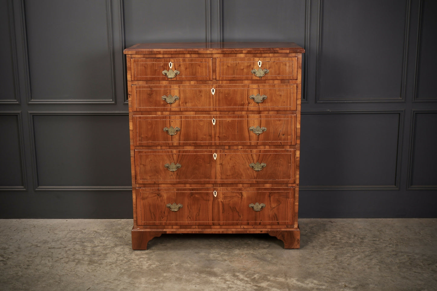 George III Walnut Art Deco Chest Of Drawers