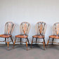 Set of Four Elm Windsor Wheel Back Chairs
