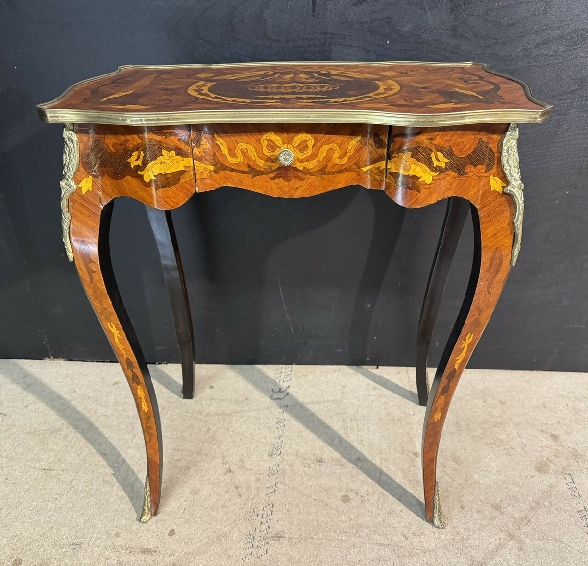 Pretty French Marquetry Lamp Table