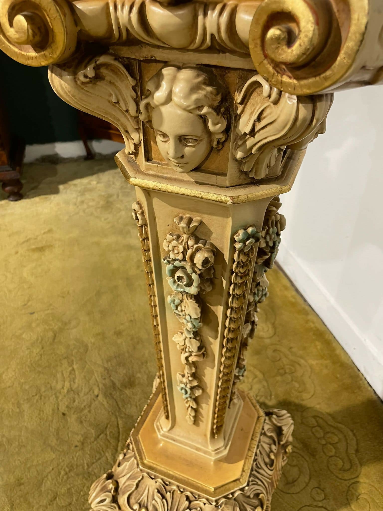 Ornate reproduction marble topped jardiniere.2