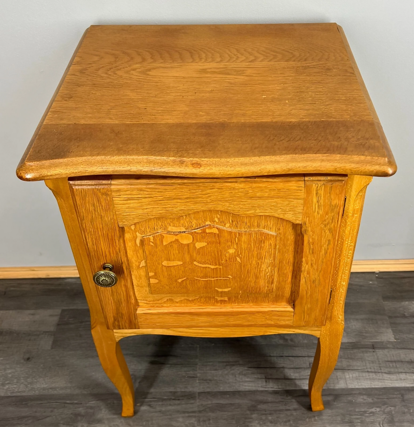 Bedside Table Vintage French Louis XVI Style Oak Cabinet Nightstand LOT 3728