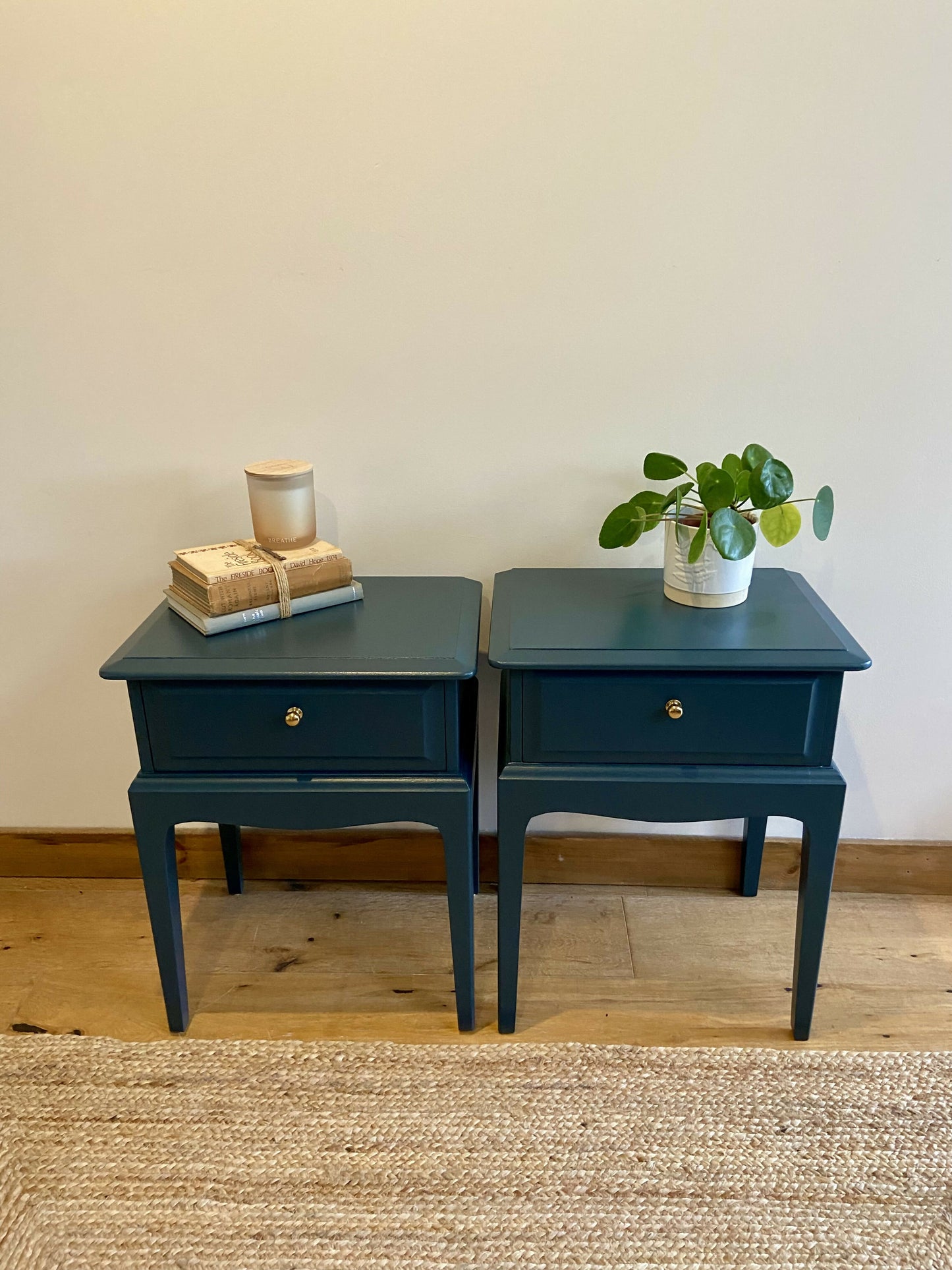 Stag ‘leggy’’ bedside cabinets, pair