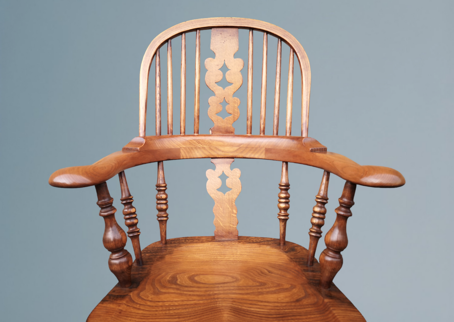 Set of Six Ash & Elm Broad Arm High Back Windsor Armchairs