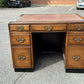 Mahogany Desk, Brass Handles, Panelled Sides & Rear.