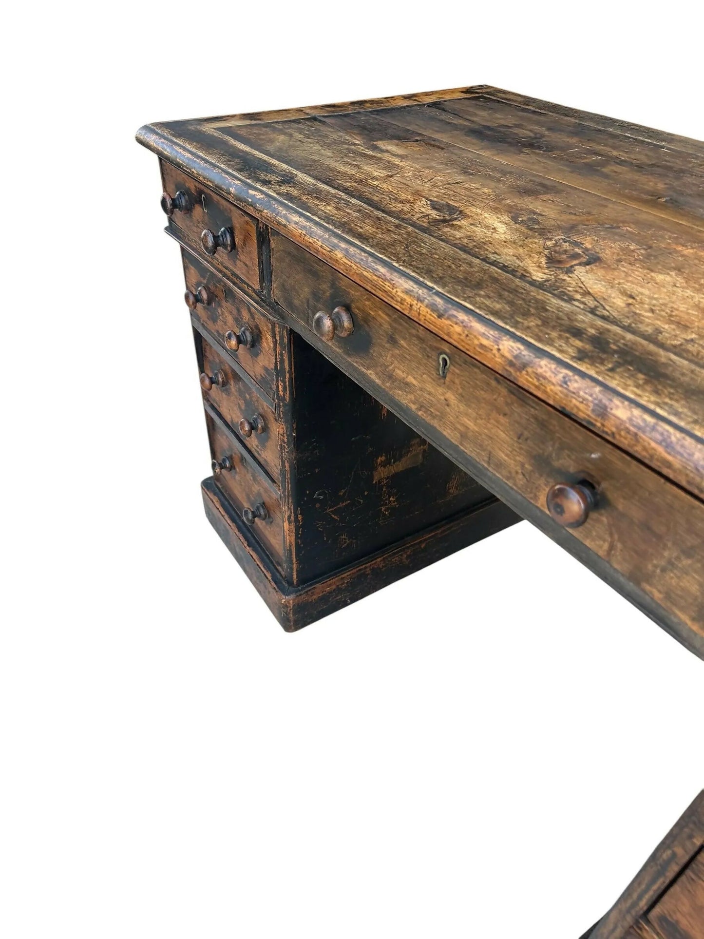 Vintage Victorian distressed office pedestal desk
