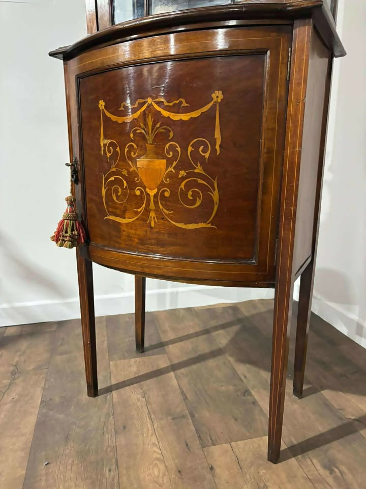 Edwardian Inlaid Mahogany Sheraton Revival Display Cabinet