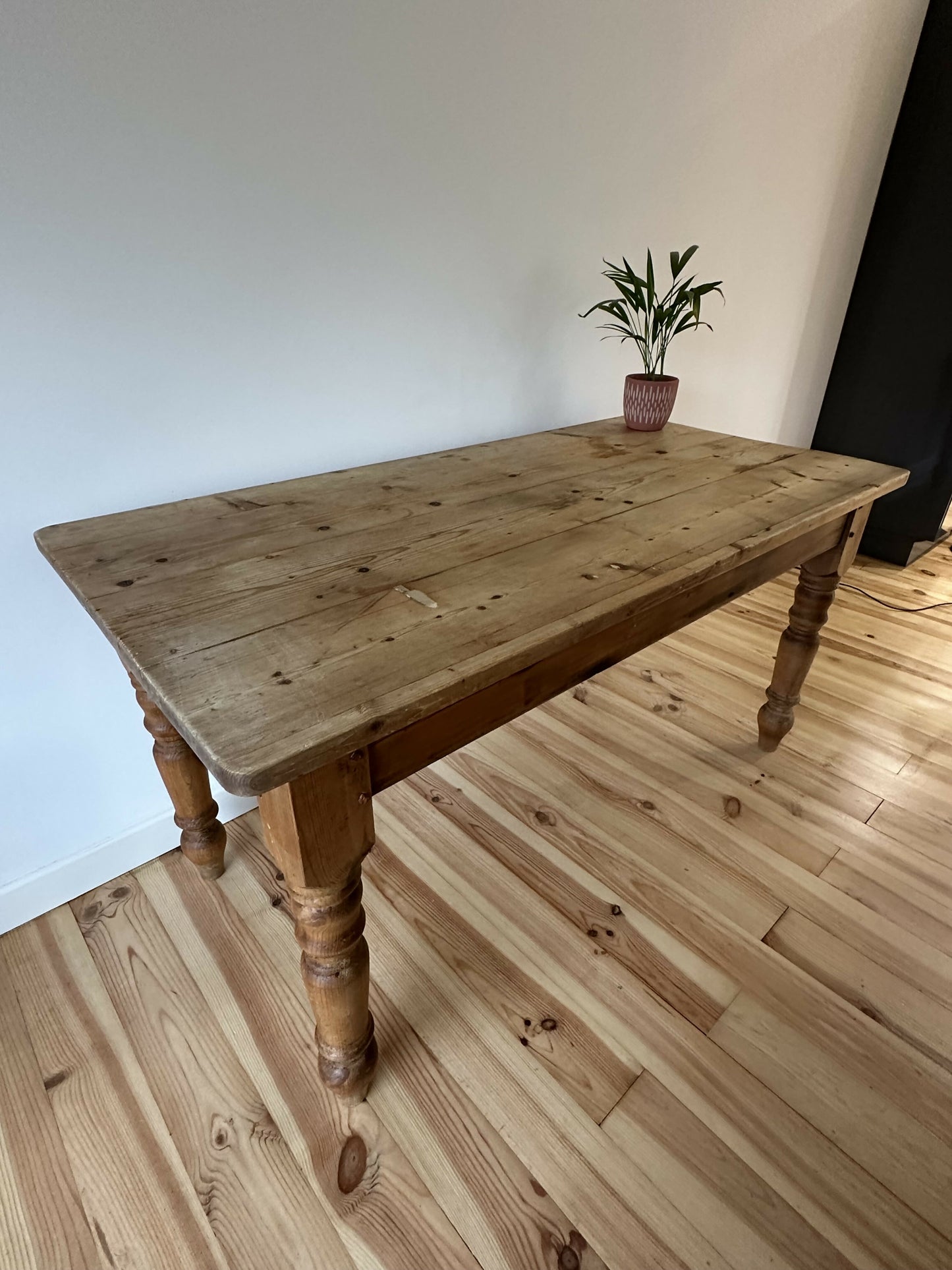 Vintage Farmhouse Dining Table Rustic Large Farmhouse Solid Stripped Pine