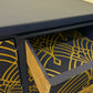 Vintage Midcentury Teak Sideboard: Navy & Gold Art Deco Cabinet