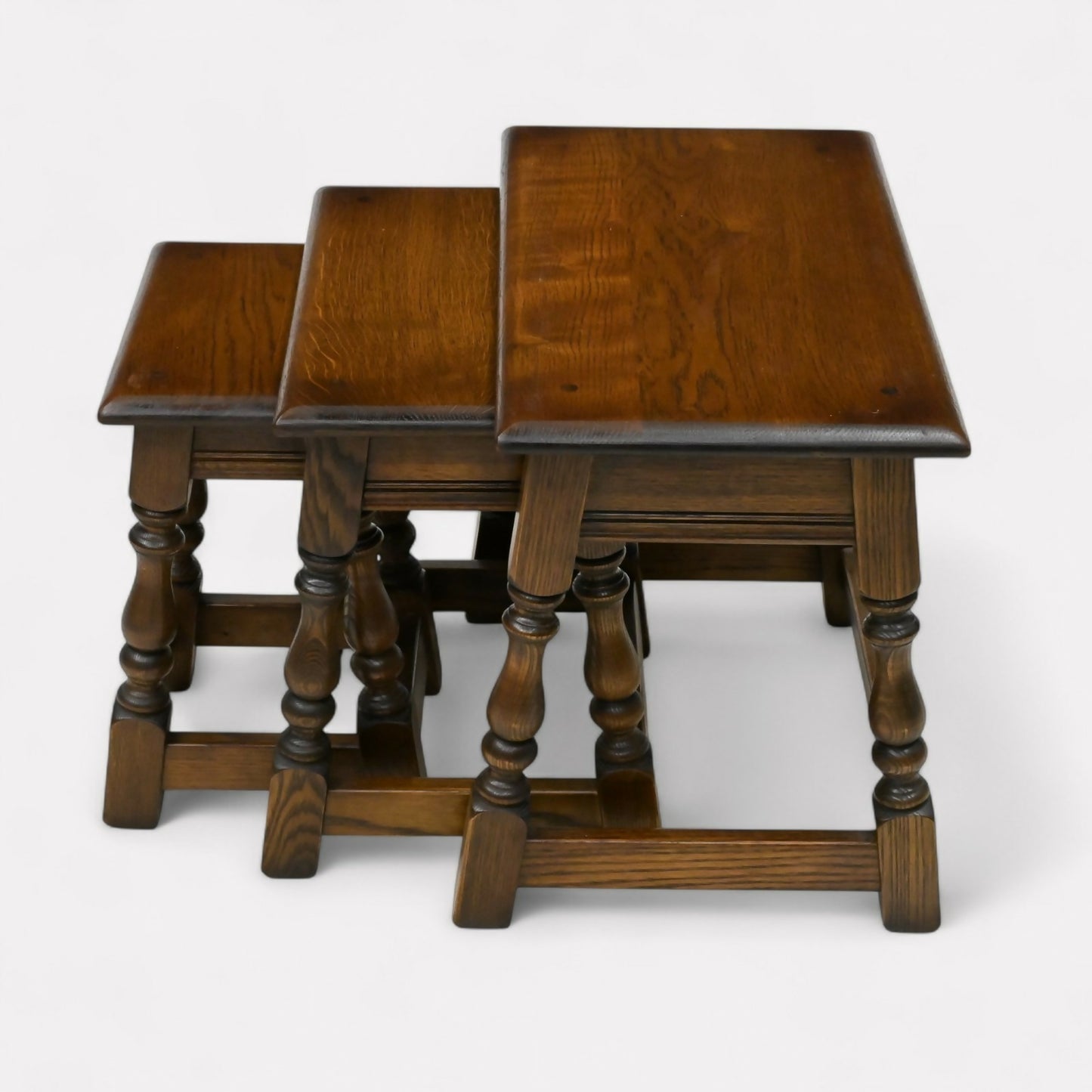 Old Charm Oak Nest of 3 Tables Model 1494 Light Oak Finish Free UK Delivery. SBR10577/1206E
