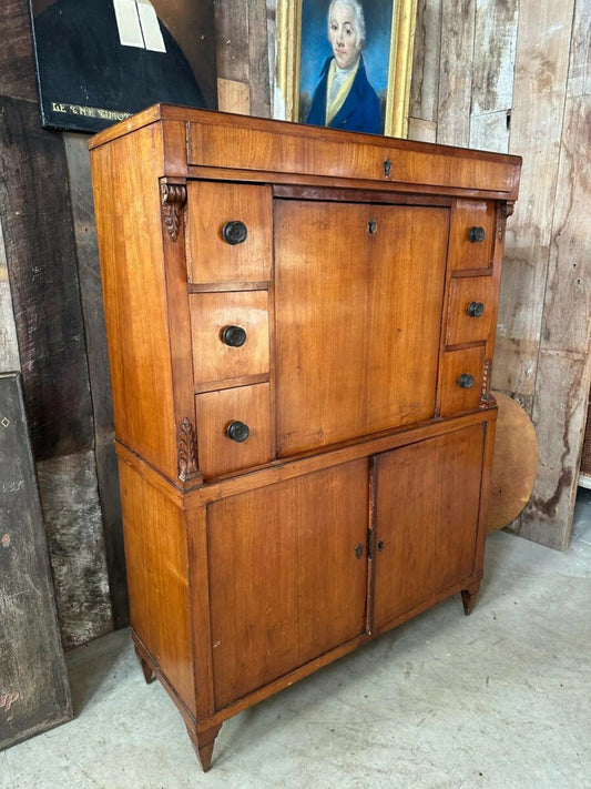 Vintage French Walnut Second Empire Secretaire A Abattant, C1890