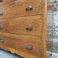 Vintage Oak Tallboy Chest of Drawers: Antique Cabinet with Detailing Five Drawer