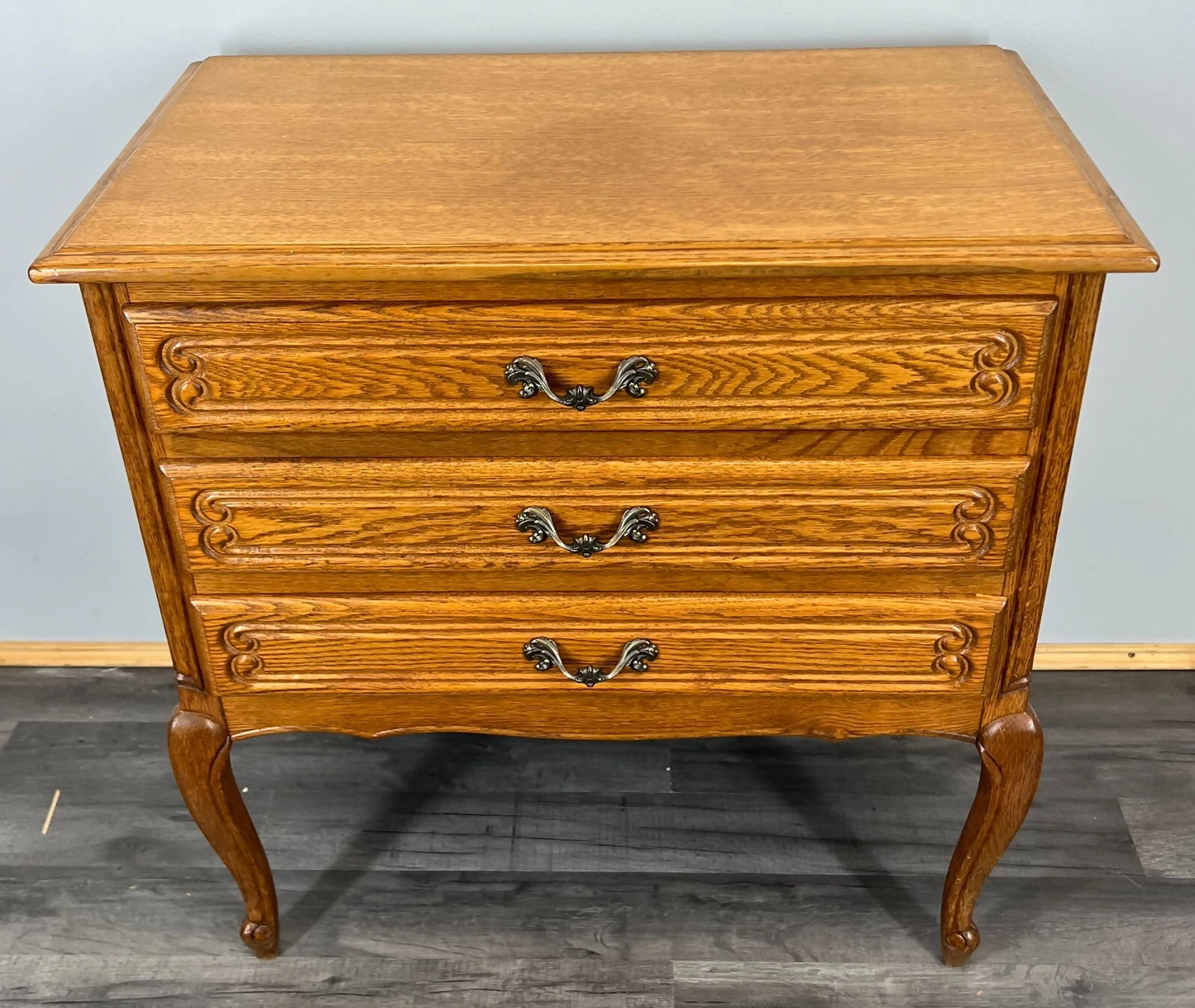 Chest of Drawers Vintage French Louis XVI Style Oak Carved Cabinet LOT 3773