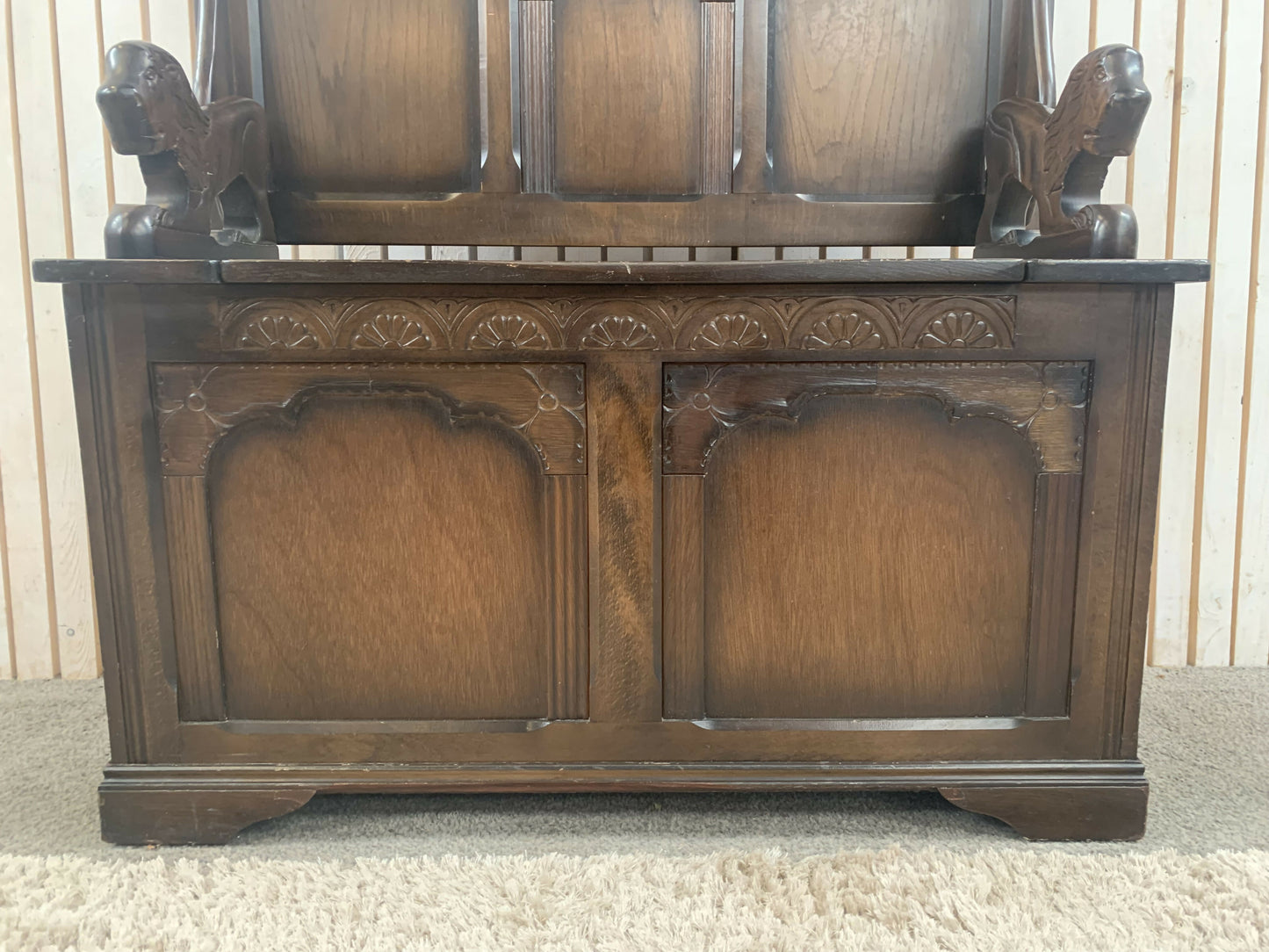 Monks Bench Mid century reproduction Jacobean style monksbench with folding top