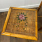 Pair of Vintage French Bamboo Side Tables with Hand-Painted Rose Detail